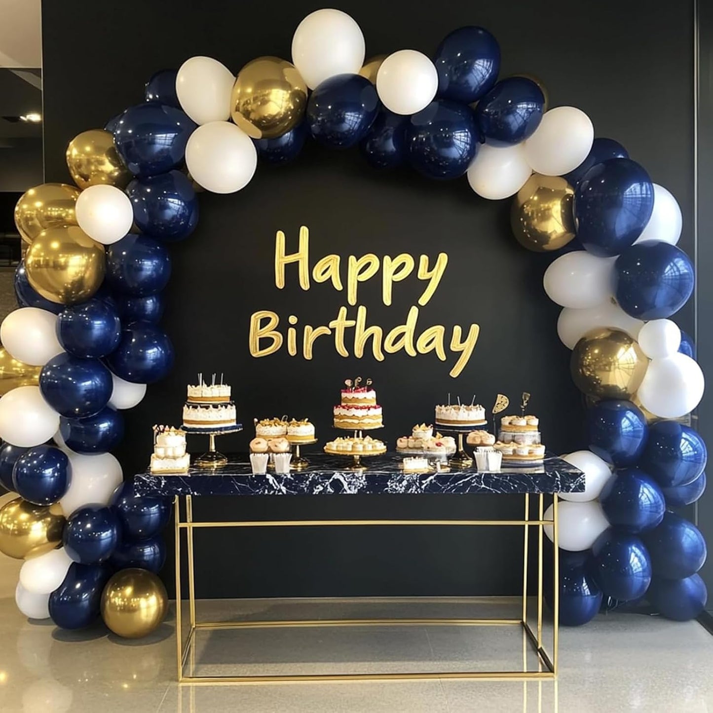 RUBFAC 87pcs Metallic Blue Silver Balloon Garland Arch Kit, 18 12 10 5 Inch Blue Silver Confetti Latex Party Balloons for Birthday Graduation Baby Shower Decoration