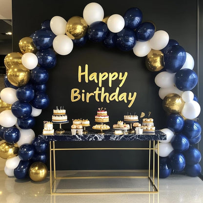 RUBFAC 87pcs Metallic Blue Silver Balloon Garland Arch Kit, 18 12 10 5 Inch Blue Silver Confetti Latex Party Balloons for Birthday Graduation Baby Shower Decoration