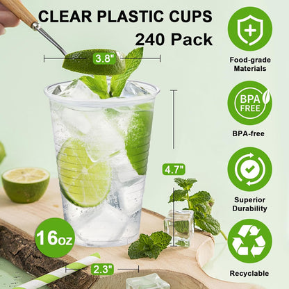 Clawsoff 500 Pack 9 oz Plastic Cups, Disposable Drinking Cups, Water Cups Plastic Clear Cups for Party, Wedding, Graduation, Travel, Holiday, Events, Birthday,Cold,Hot
