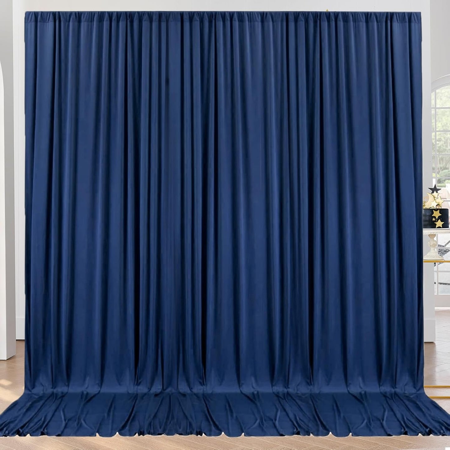 10ftx10ft Black Backdrop Curtains for Weddings Parties, Wrinkle Free 2 Panels Silky Polyester Photo Backdrop Drapes Back Drop Cloth Drapery for Birthday Mother'sDay Photography Background
