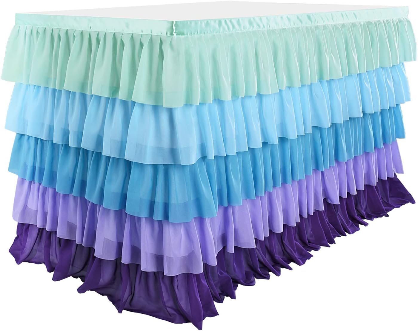 Pastel Rainbow Table Skirt Ruffle Party Tablecloth for Rectangle Table 6ft Birthday Party Baby Shower