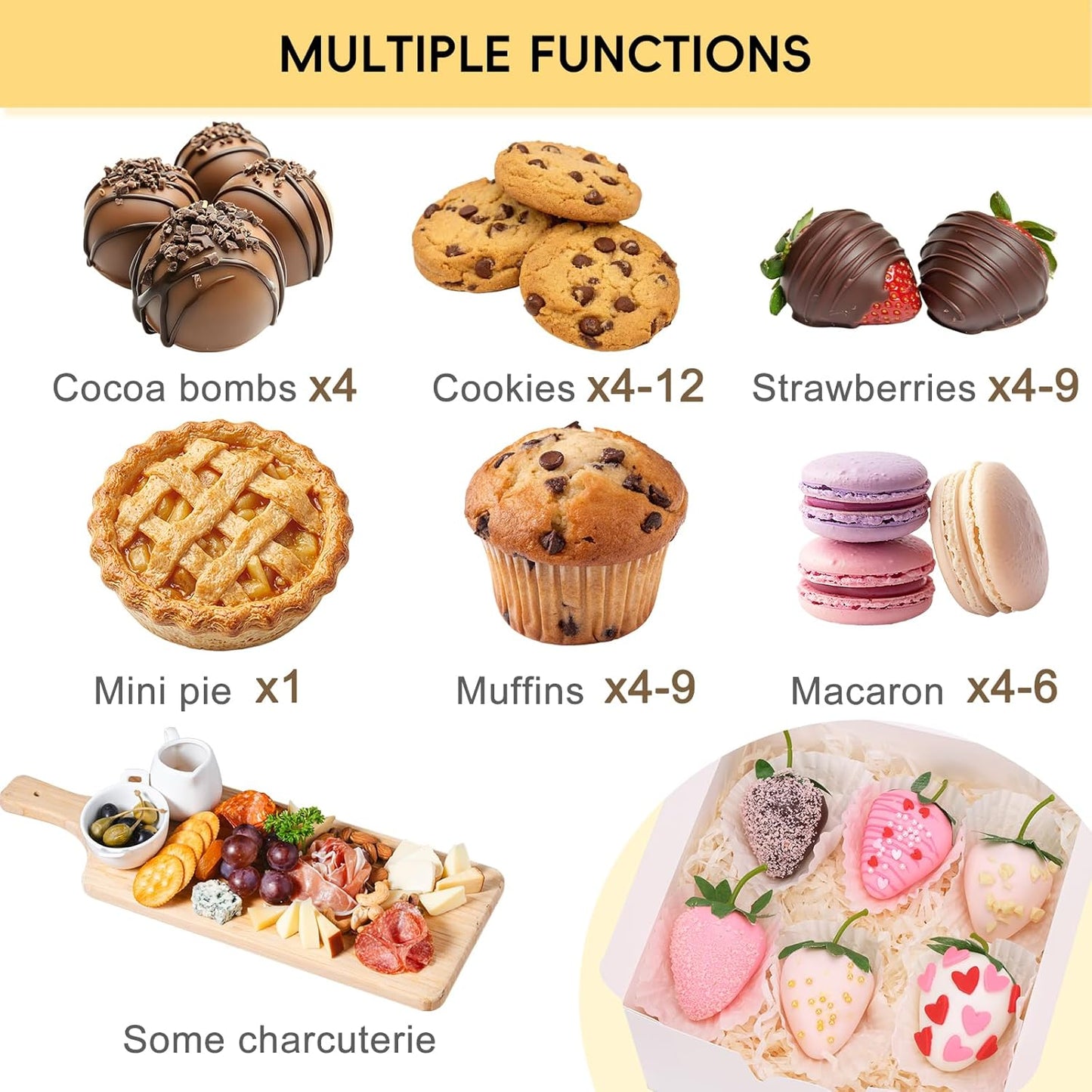TOMNK 16pcs Cookie Boxes with Window, 6x6x3 Inches Bakery Boxes for Treats, Chocolate Covered Strawberries, Cupcake, Pastry(with Stickers)