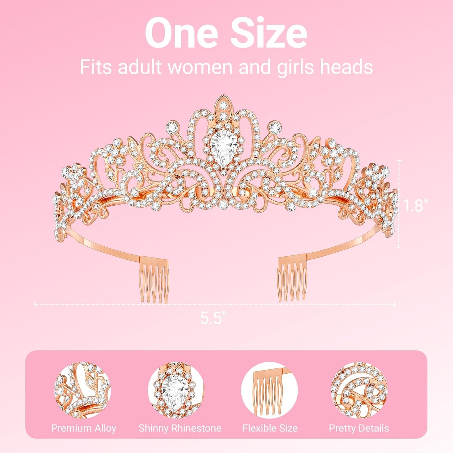 Birthday Tiara and Crown with Sash, Birthday Tiara for Women Party Silver