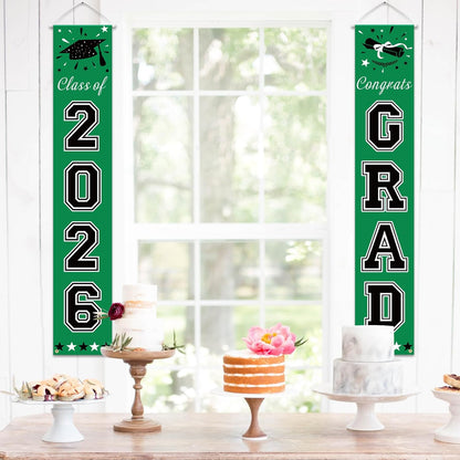DAZONGE 2026 Graduation Decorations Blue, Congrats Grad Porch Banner for Any Schools or Grades 2026 Graduation Party Decorations