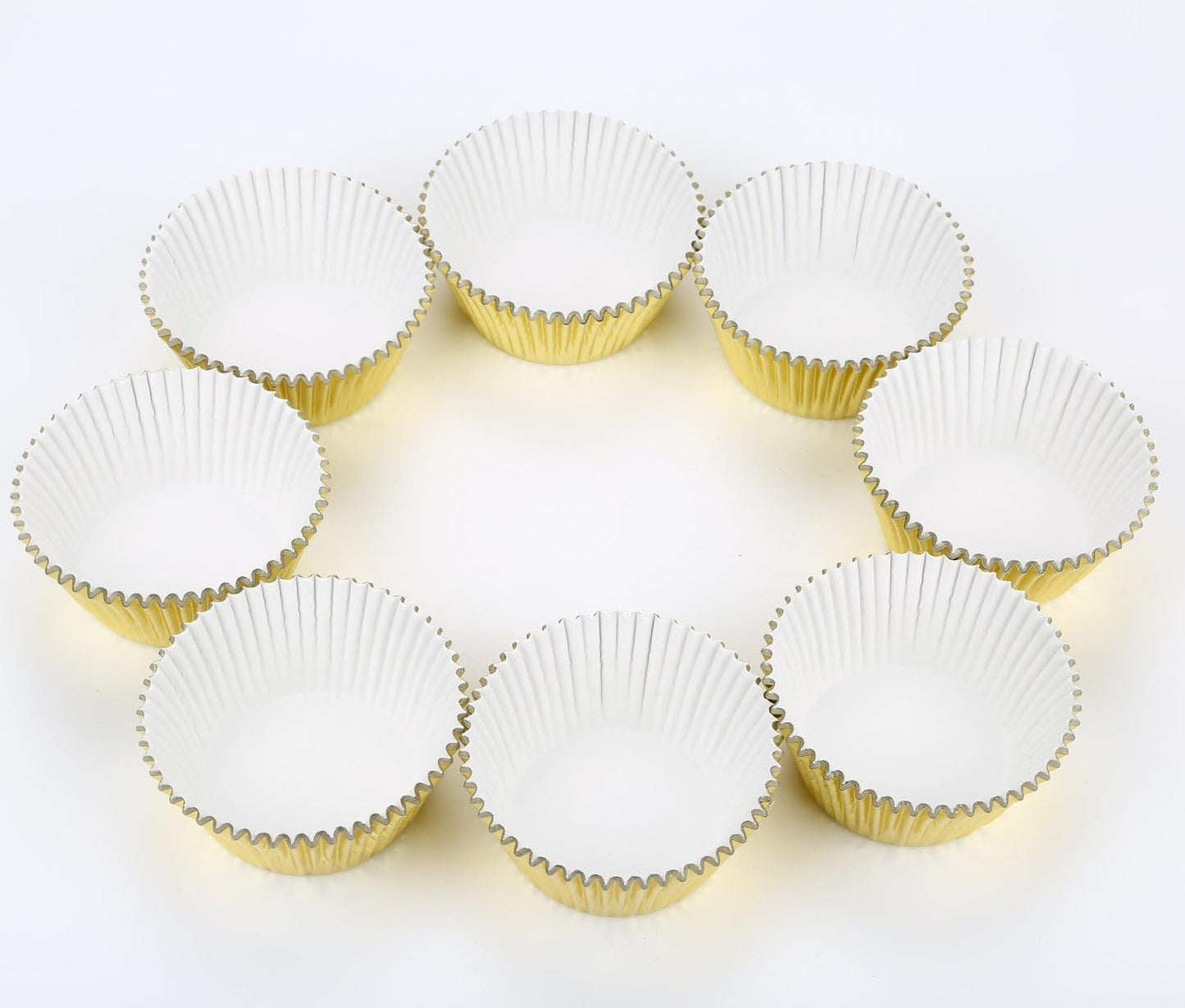 Gifbera White Metallic Foil Cupcake Liners Standard Size Baking Cups, 200-Count