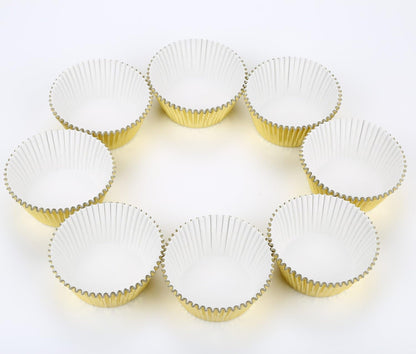 Gifbera White Metallic Foil Cupcake Liners Standard Size Baking Cups, 200-Count