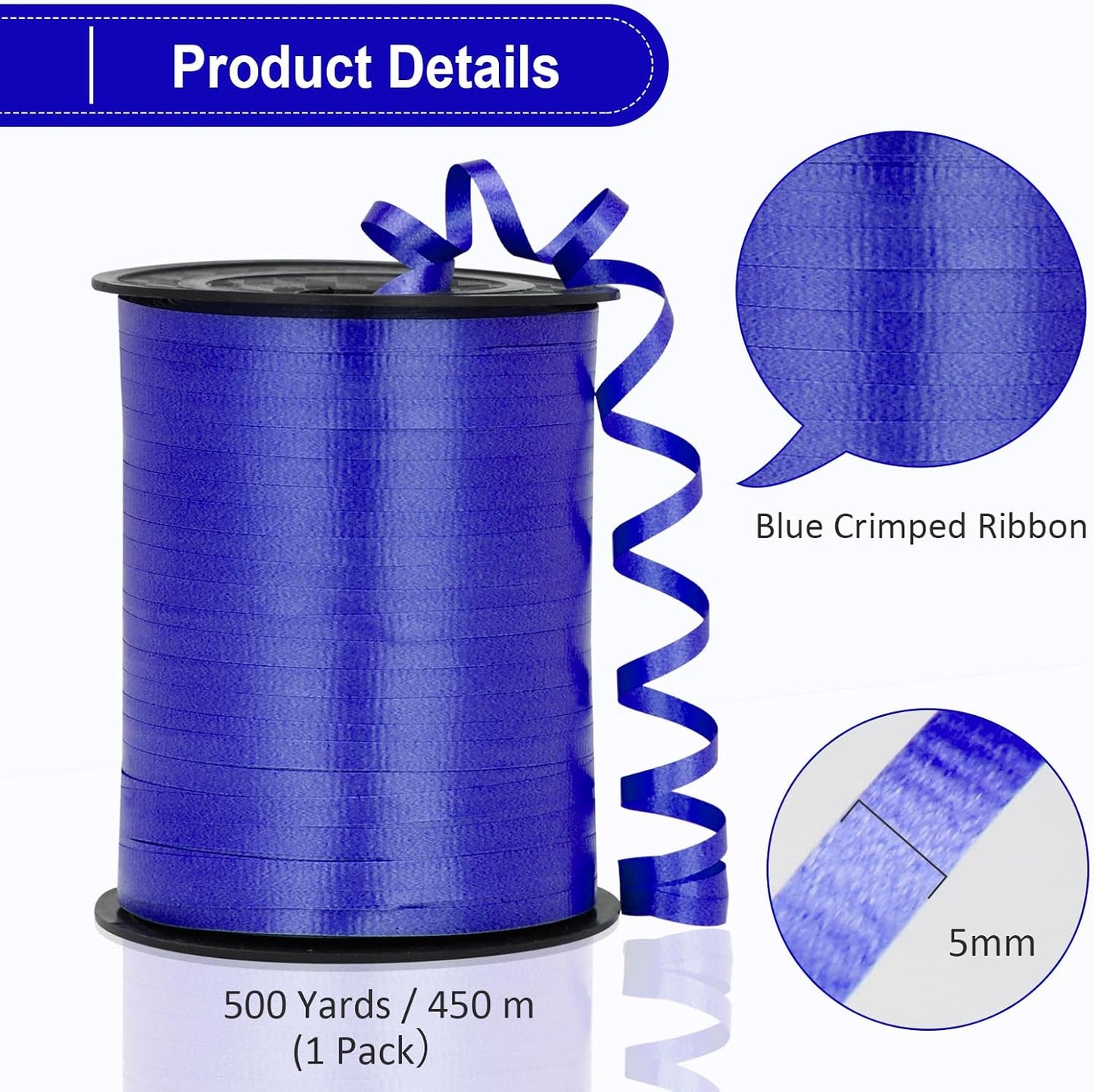 Black Ribbon - 500 Yard Crimped Curly Ribbon for Gift Wrapping, Balloons, Graduations, Halloween, Birthday Parties
