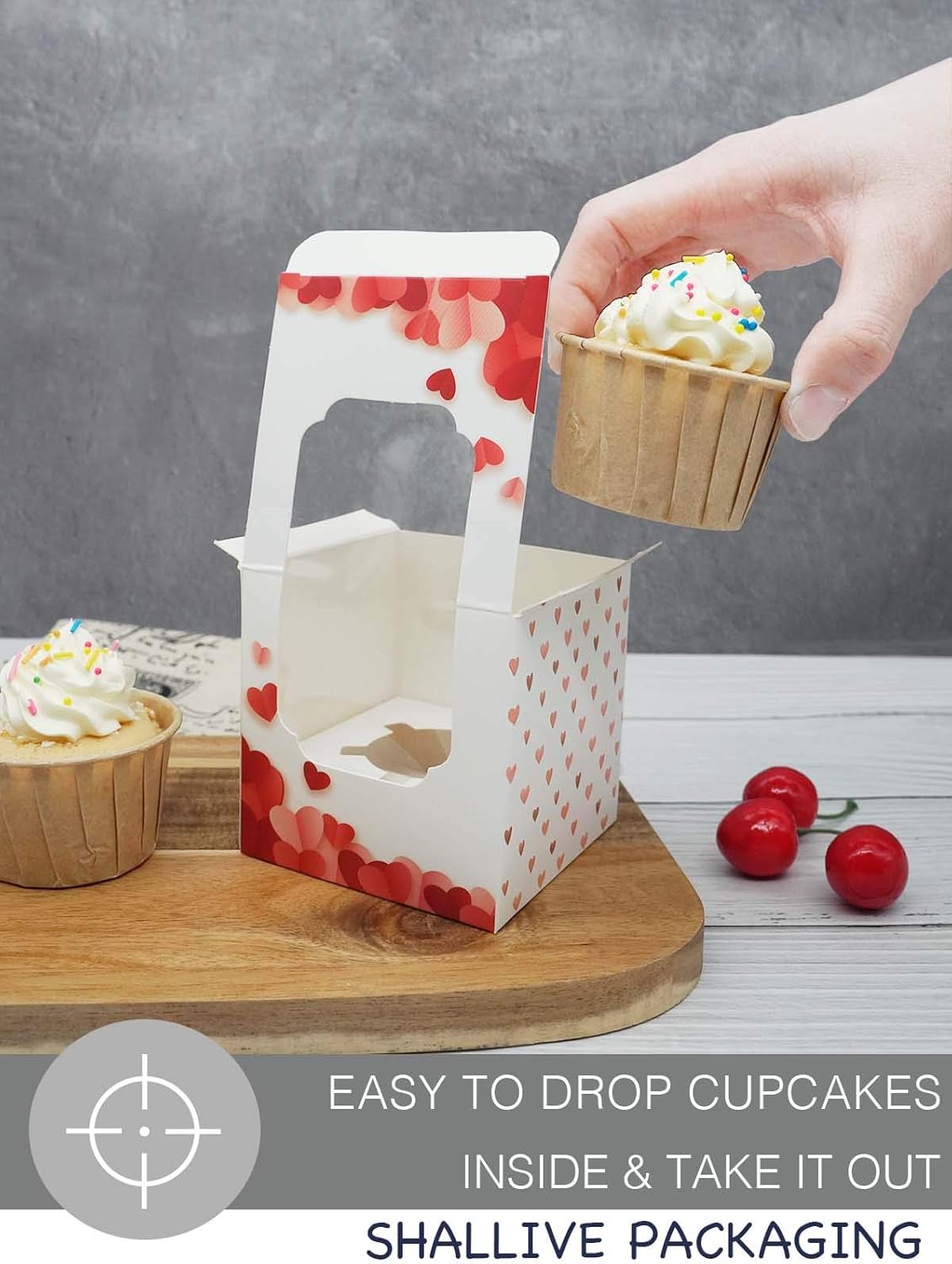 100 Pcs Kraft Brown Cupcake Boxes Individual Bulk Paper Cupcake Containers Single with Insert and Window, Pop up Cookie Boxes and Cocoa Bombs Boxes Packaging for Bakery Gift Giving