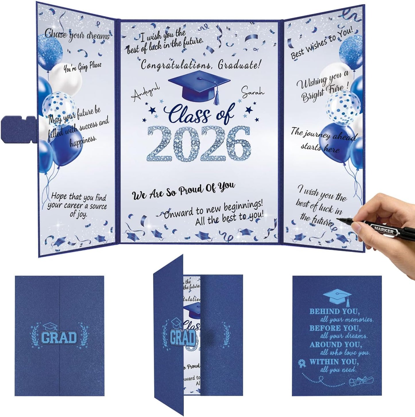 QIYANPAX Graduation Guest Book 2026, Blue and Gold Graduation Decorations Class of 2026, Graduation Signature Book, Congrats Grad Guest Book Alternative, Unique Graduation Gifts