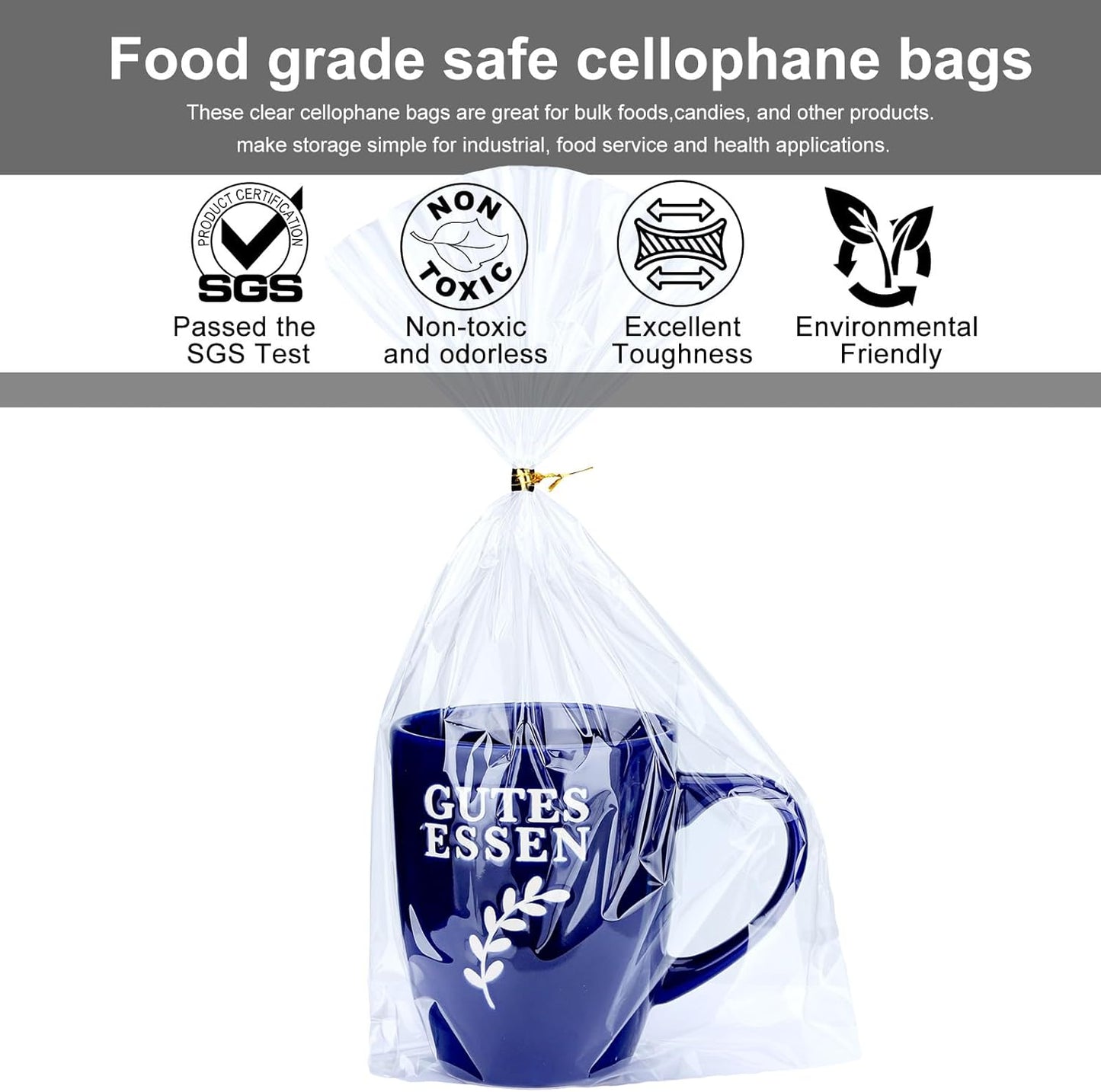 Clear Candy Bags 100pcs 6X10 Cellophane Treat Bag Party Favor Goodie Cake Pop Gift Apple Cello for Gift Baskets Bakery Cookie with Ties