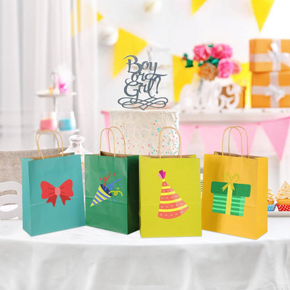 BLEWINDZ 32 Pieces Gift Bags with 32 Tissues, 8 Colors Party Favor Bags with Handles, Rainbow Gift Bag for Wedding, Birthday, Party Supplies and Gifts