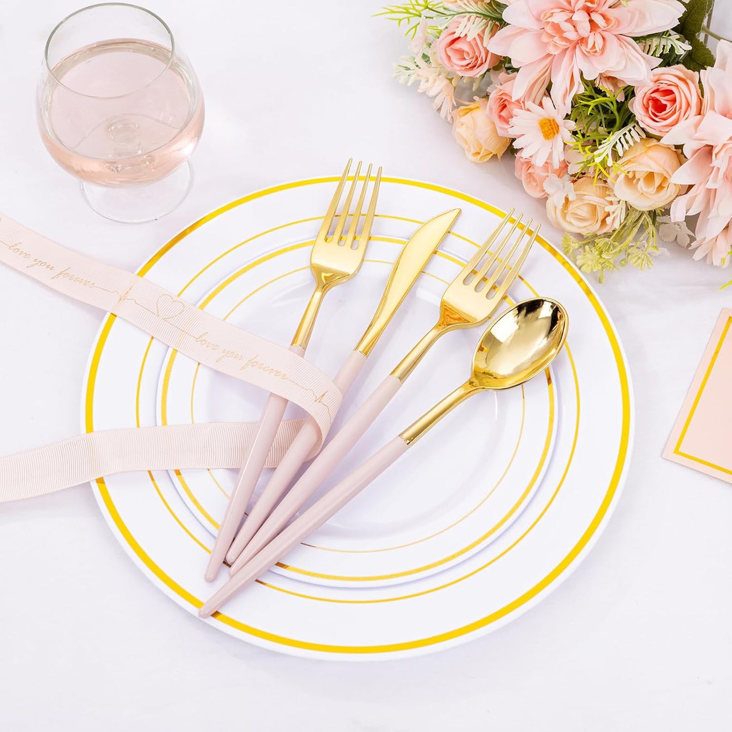 SUT 150Pcs Silver Plastic Silverware, Silver Disposable Cutlery, Heavy Duty Disposable Silverware, Plastic Utensils Include 50 Plastic Forks, 50 Plastic Spoons, 50 Plastic Knives