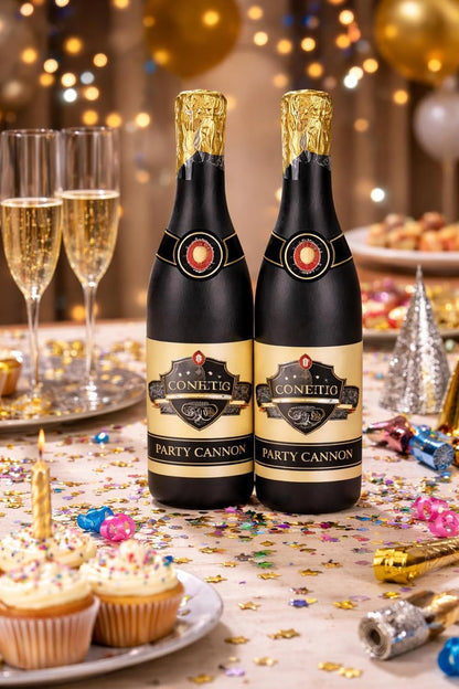 Confetti Party Cannons (2 Pack) – Champagne Bottle Confetti Poppers for Birthday, Wedding, Graduation, New Year & Celebration Supplies