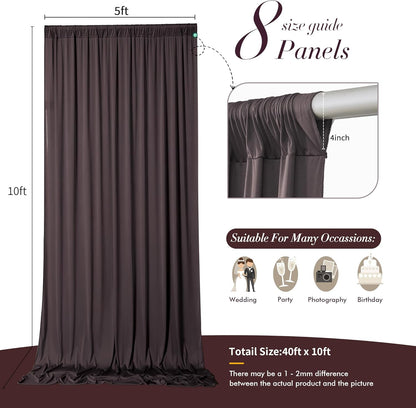 10 ft x 10 ft Wrinkle Free White Backdrop Curtains for Wedding Parties, Polyester Photography Backdrop Drapes for Birthday Parties Stage Backdrop Stand, 2 Panels 5x10FT Background Curtains