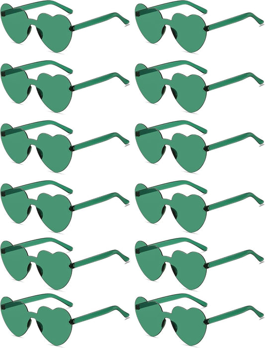12/20/24 Pairs Heart Sunglasses for Women Men, Trendy Heart Shaped Rimless Transparent Sunglasses, Party Favors