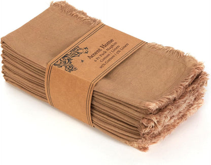 ACCENTHOME Natural Cotton Linen Napkin Set of 12 18x18 inch Dinner Napkins - Washable Soft Premium Hotel Quality Reusable Hemmed Edges Napkins Perfect Table Linens for Family Dinners, Weddings