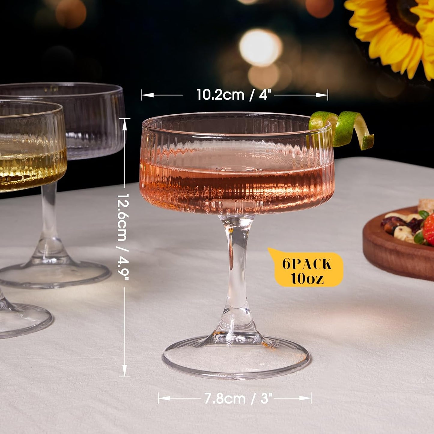 LUNA & MANTHA Martini Glasses, Martini Cocktail Glasses for Margarita, Manhattan, Cosmopolitan, Espresso, Home Bar, Evening Parties, Birthdays, Housewarming Gift,8oz-Stemless Set of 4