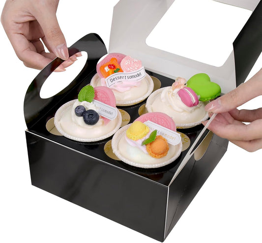 25 Pink Cupcake Boxes, Cupcake Boxes 6 Count with Window and Inserts, Mother's Day Cupcake Holders for Cupcakes, Muffins, Cookies