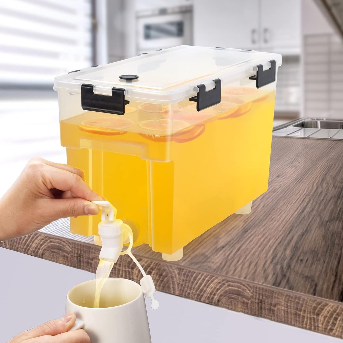 2.5 Gallon Drink Dispenser For Fridge,Beverage Dispenser With Spigot. Milk,Lemonade Dispenser,Juice Containers With Lids For Parties And Dairly Use,100% Sealed And Filter screen（1+1.5）Gallon