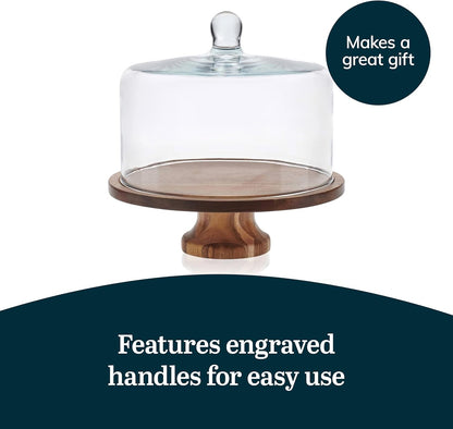 Libbey Selene Glass Cake Stand with Dome Lid, Elegant Curved Footed, Covered Cake Stand, Versatile Serving Dish for Variety of Desserts and More