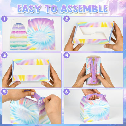 DjinnGlory 36 Pack White Party Favor Treat Boxes with Handle, DIY Paper Boxes for Baby Shower, Birthday, All Occasion, Small Gable Boxes for Small Business 6.18 x 3.58 x 3.38 Inches