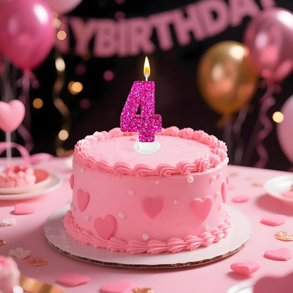 Birthday Number Candles, Glitter Number Candle Cake Decorations with Sequins, Cupcake Decorations for Girls, Women, Party Anniversary Celebrations (Number 6, Purple)
