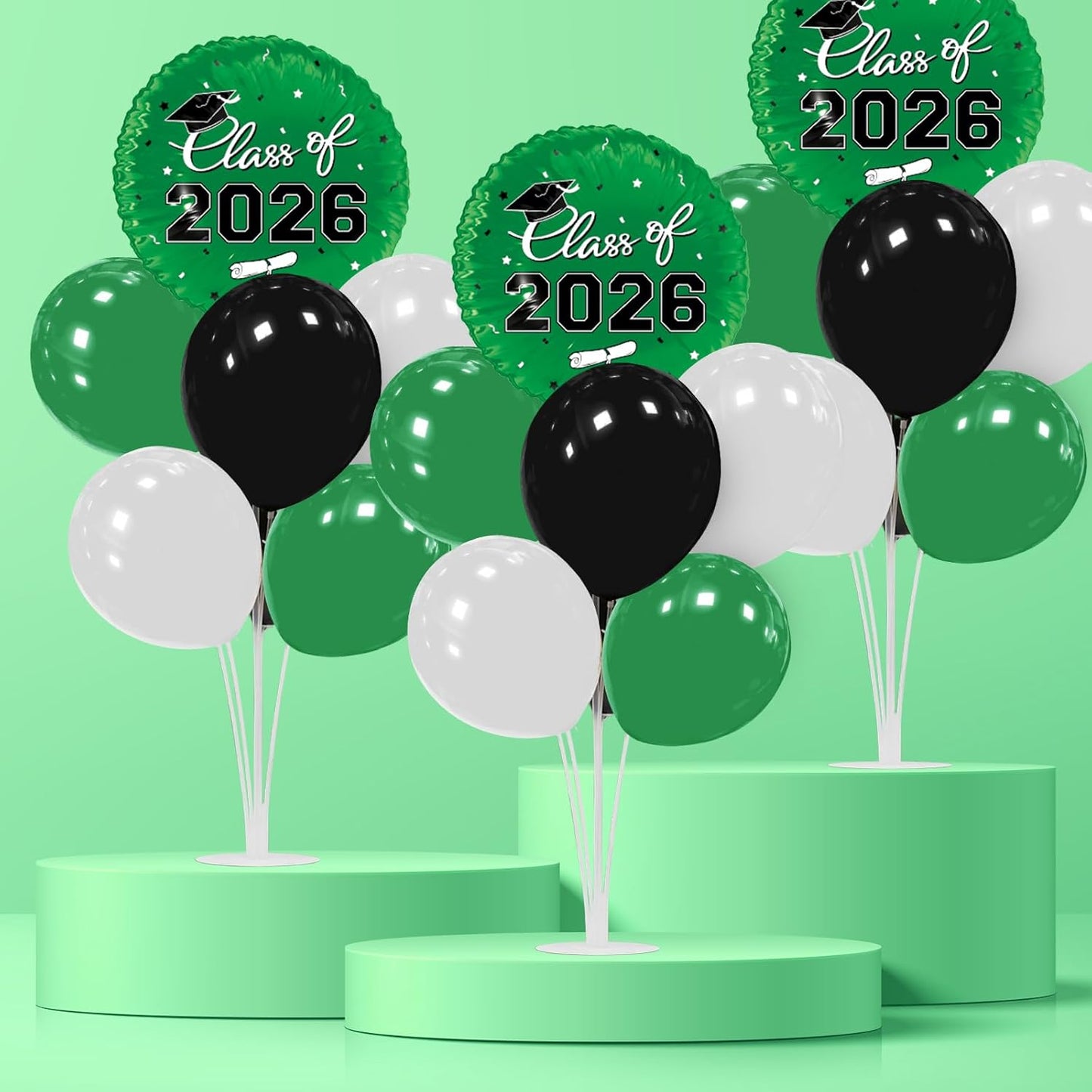 Graduation Decorations - 4 Set Balloon Stands, Class of 2026 Congrats Grad Table Centerpieces for Graduation Party Supplies(Gold& Black)