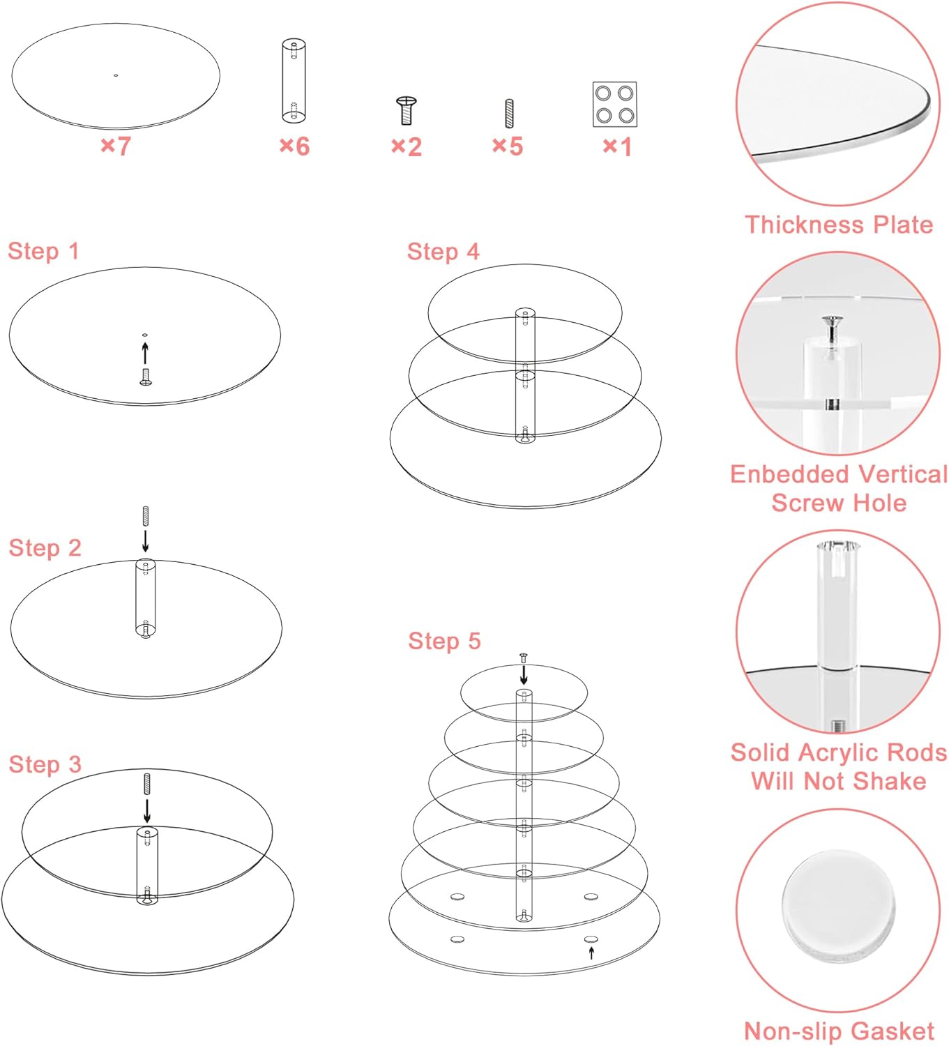 Acrylic Cupcake Tower, 7-Tier Round Cake Stand for 100 Cupcakes, Dessert Display for Parties & Weddings