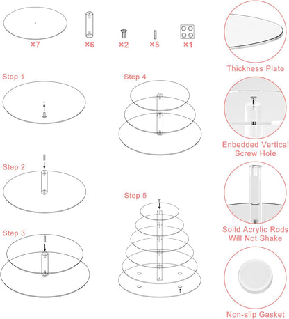 Acrylic Cupcake Tower, 7-Tier Round Cake Stand for 100 Cupcakes, Dessert Display for Parties & Weddings