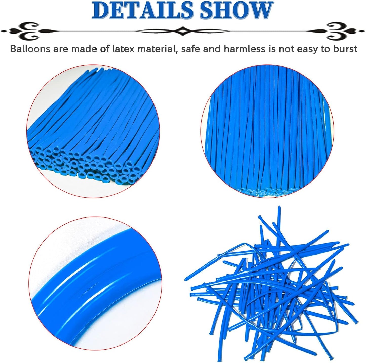 260 Balloons Clear, Thickening Long Balloons for Tying Arch, Twisting Latex Animals Magic Modeling Skinny Birthday Balloon for Kid‘s Party Wedding Decoartion Supply 100pcs