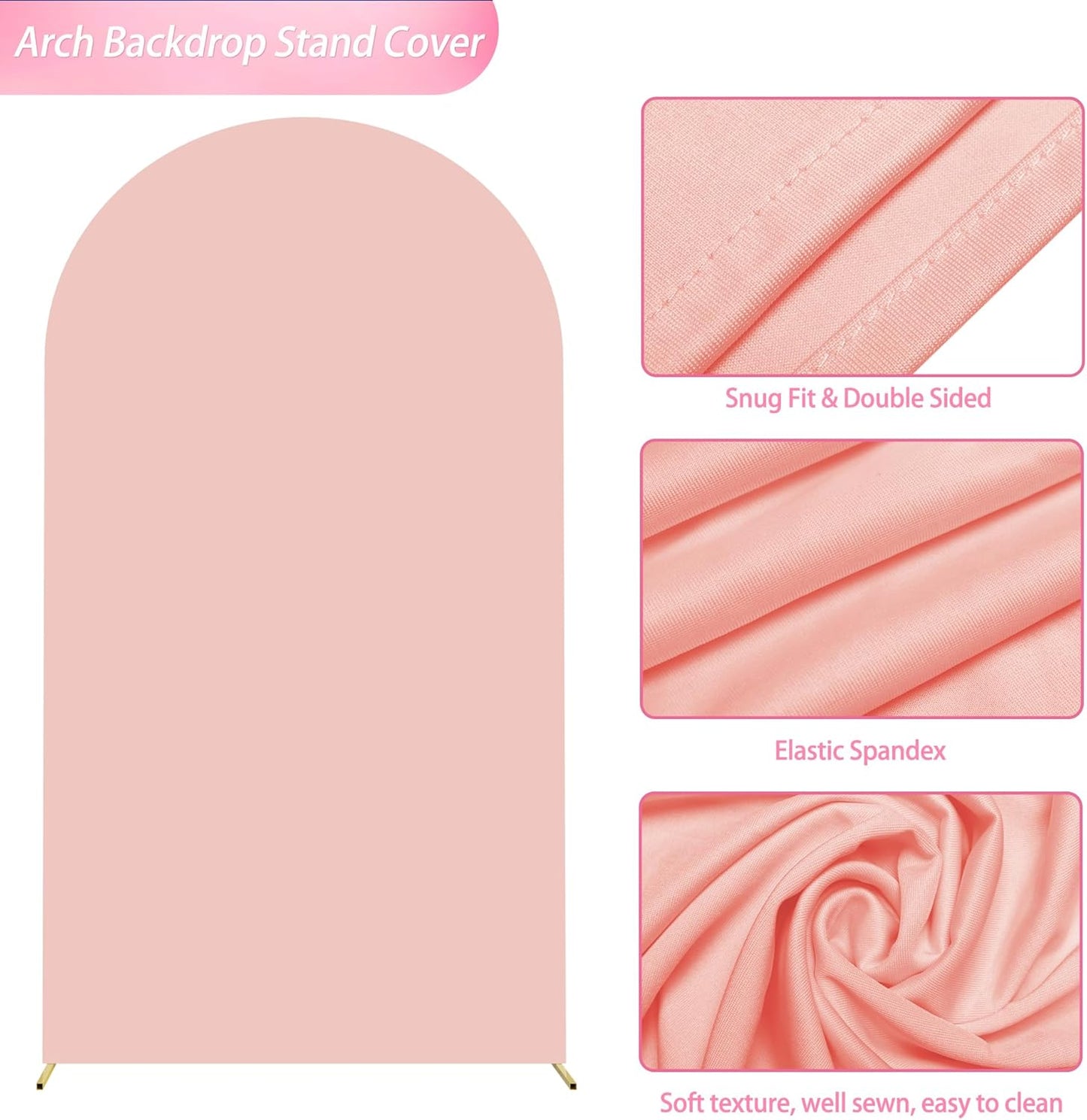 Wokceer 7.2 FT Wedding Arch Backdrop Stand and White Arch Cover, Metal Arch Stand with Arch Stand Cover for Birthday Party Wedding Ceremony Bridal Baby Shower Event Decor