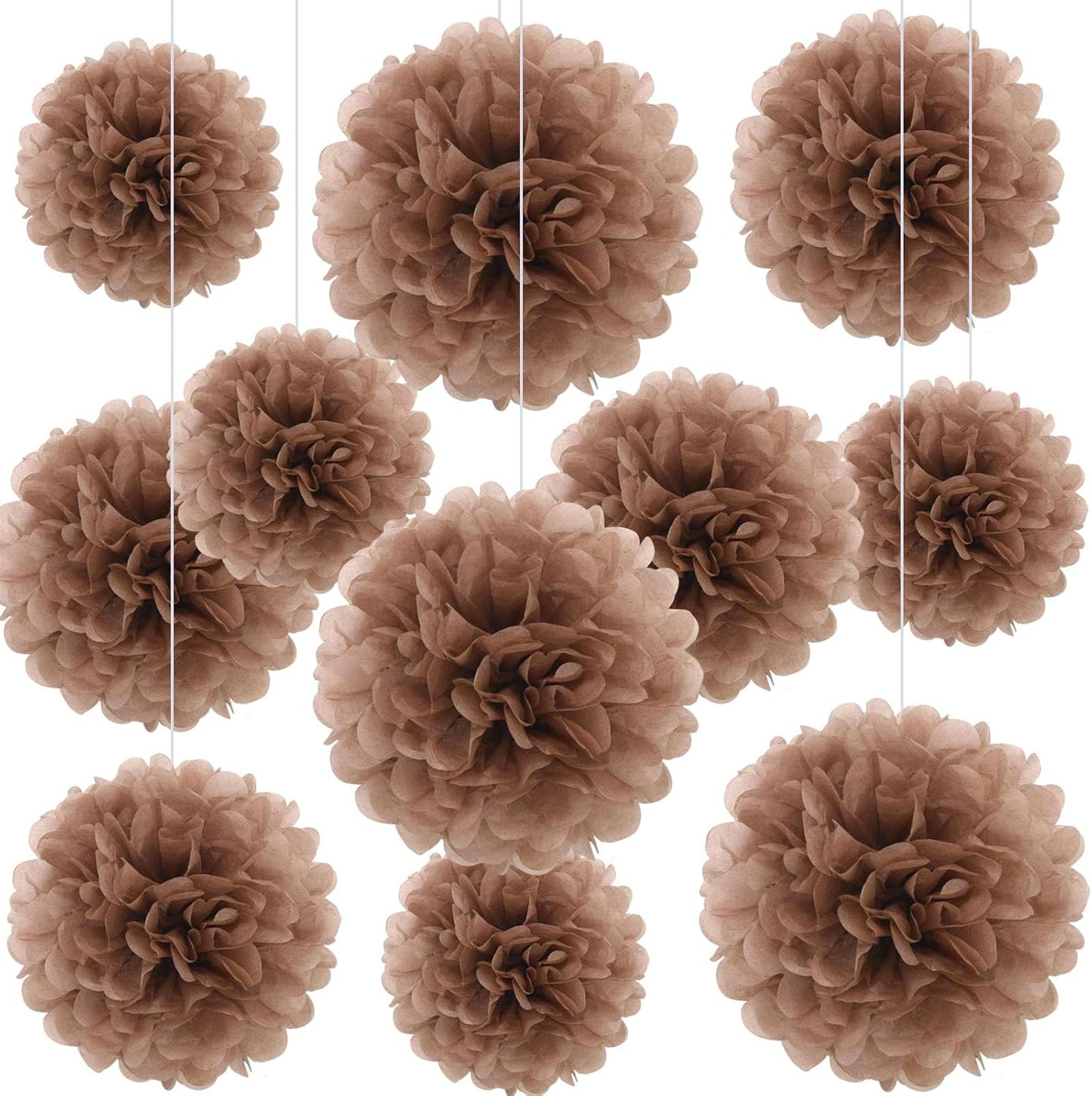 20 PCS Orange Tissue Paper Pom Poms, Tissue Pom Poms Flowers, Sizes of 6", 10", 12", 14" Hanging Paper Flower Ball for Wedding, Birthday, Halloween, Christmas, Baby Shower Party Decor