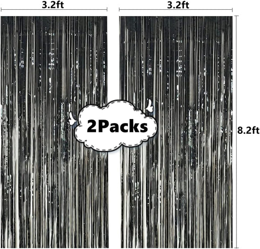 i-CHONY 2 Pcs 3.2ft x 8.2ft Champagne Gold Metallic Tinsel Foil Fringe Curtains Photo Booth Backdrop for Baby Shower Birthday Wedding Holiday Celebration Bachelorette Party Decorations