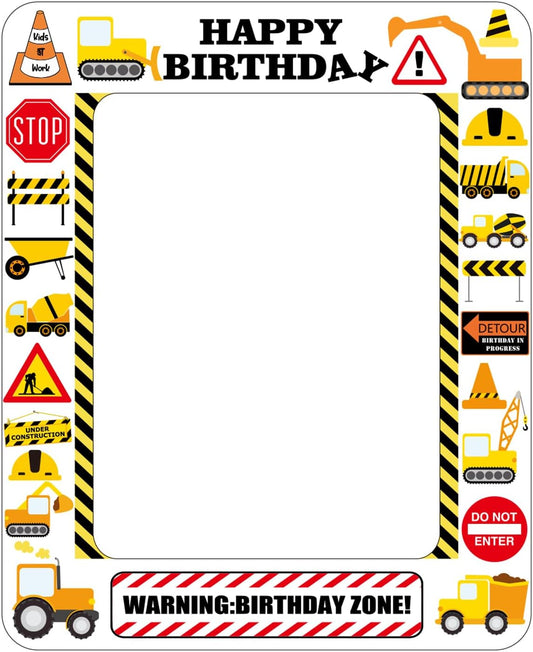 1pc Construction Theme Inflatable Photo Booth Selfie Frame Giant Dump Truck Excavator Crane Digger Zone Party Blow Up Picture Frame Party Decor for Teens Adults Birthdays Party Supplies