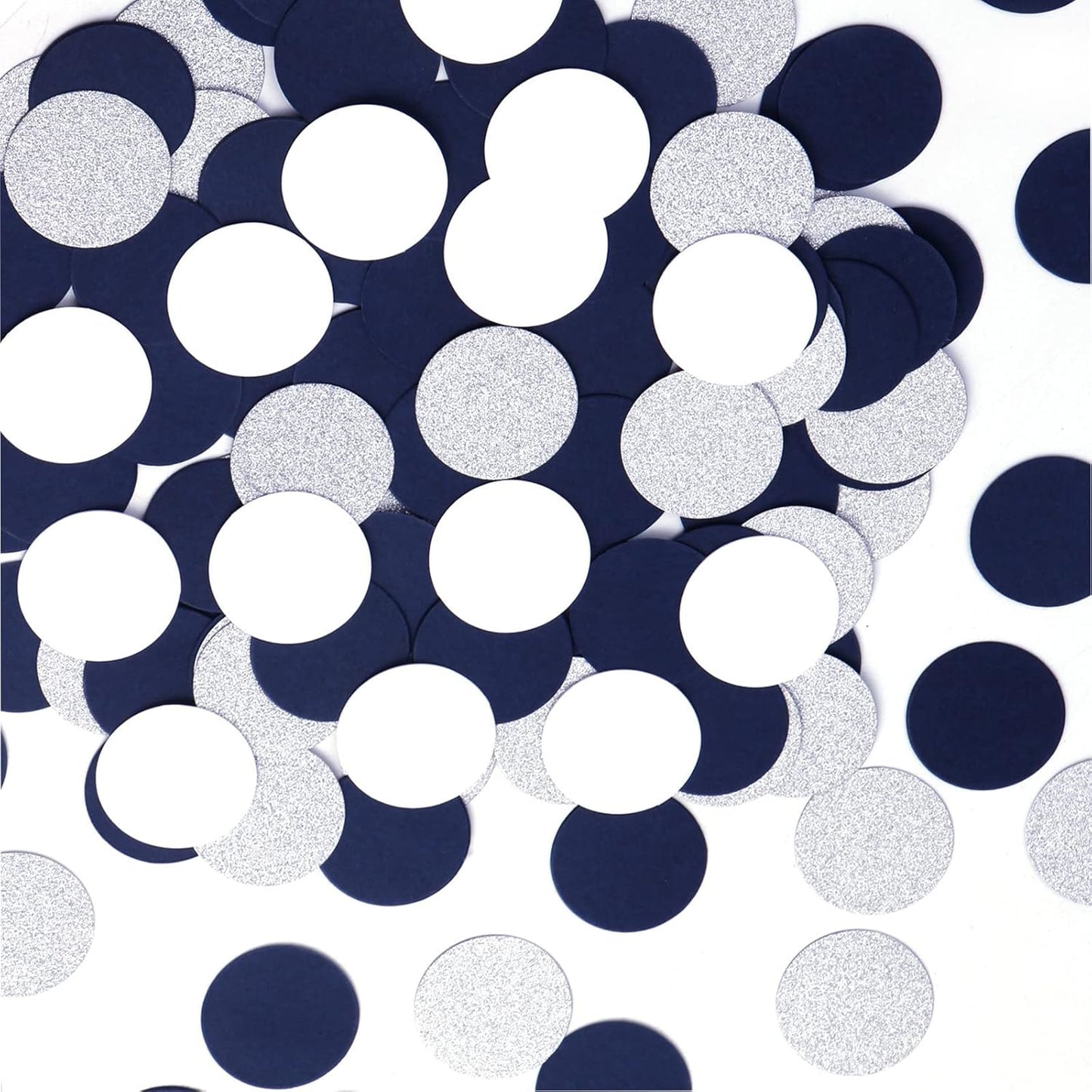 Navy Blue White Gold Confetti Birthday Decorations for Boys Glitter Paper decor Sprinkles Biodegradable Table Confetti Round for Graduation Wedding Baby Shower Party Lasting Surprise 300pcs