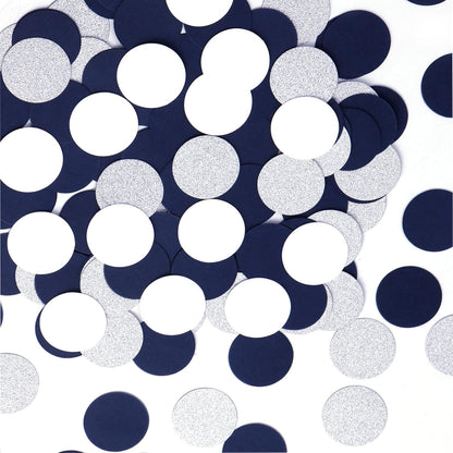 Navy Blue White Gold Confetti Birthday Decorations for Boys Glitter Paper decor Sprinkles Biodegradable Table Confetti Round for Graduation Wedding Baby Shower Party Lasting Surprise 300pcs