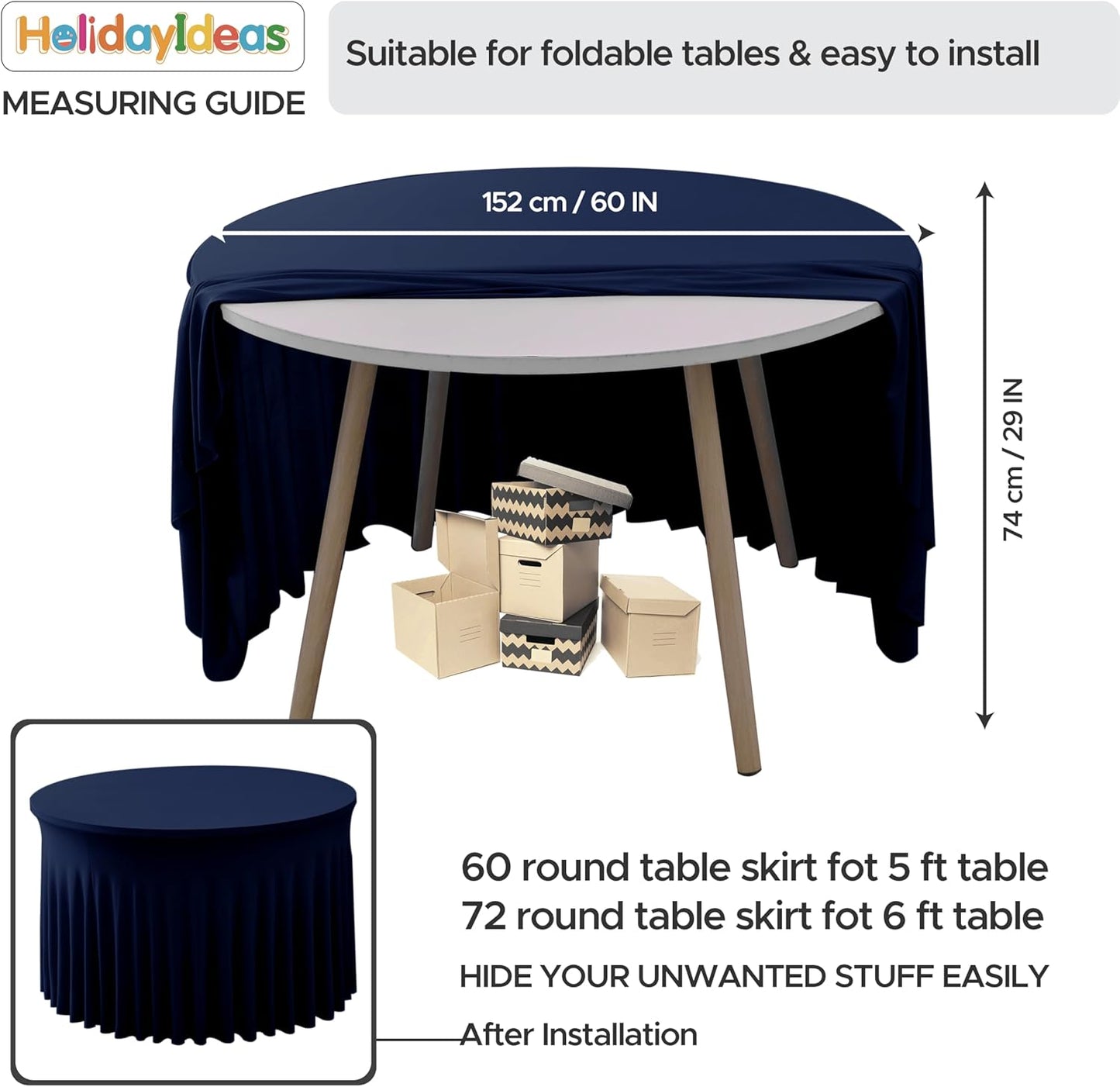 HolidayIdeas 2 Pack Spandex Table Skirt for 6 Ft Rectangle Tables, Black Fitted Stretch Tablecloth 30 x 72 Inch, Wrinkle Resistant Ruffle Design for Wedding Banquets, Trade Shows, Parties
