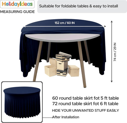 HolidayIdeas 2 Pack Spandex Table Skirt for 6 Ft Rectangle Tables, Black Fitted Stretch Tablecloth 30 x 72 Inch, Wrinkle Resistant Ruffle Design for Wedding Banquets, Trade Shows, Parties