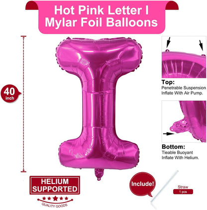 Lovoir 40 Inch Large Hot Pink Letter A Balloons Big Size Jumbo Mylar Foil Helium Balloon for Birthday Party Celebration Decorations Alphabet Hot Pink A