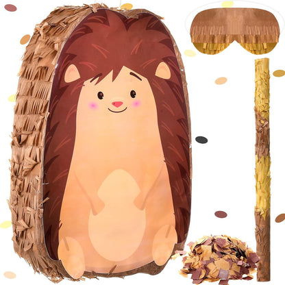 Sratte Piñata Bundle with a Blindfold and Bat (16 x 12 x 3 Inches), Cute Animal Piñata for Birthday Party Toys Decoration for Animal Theme Birthday Party Game Supplies Photo Prop(Giraffe)