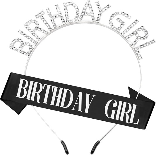 Birthday Sash & Crown for Women - Tiara Headband, Girls' Decorations Accessories