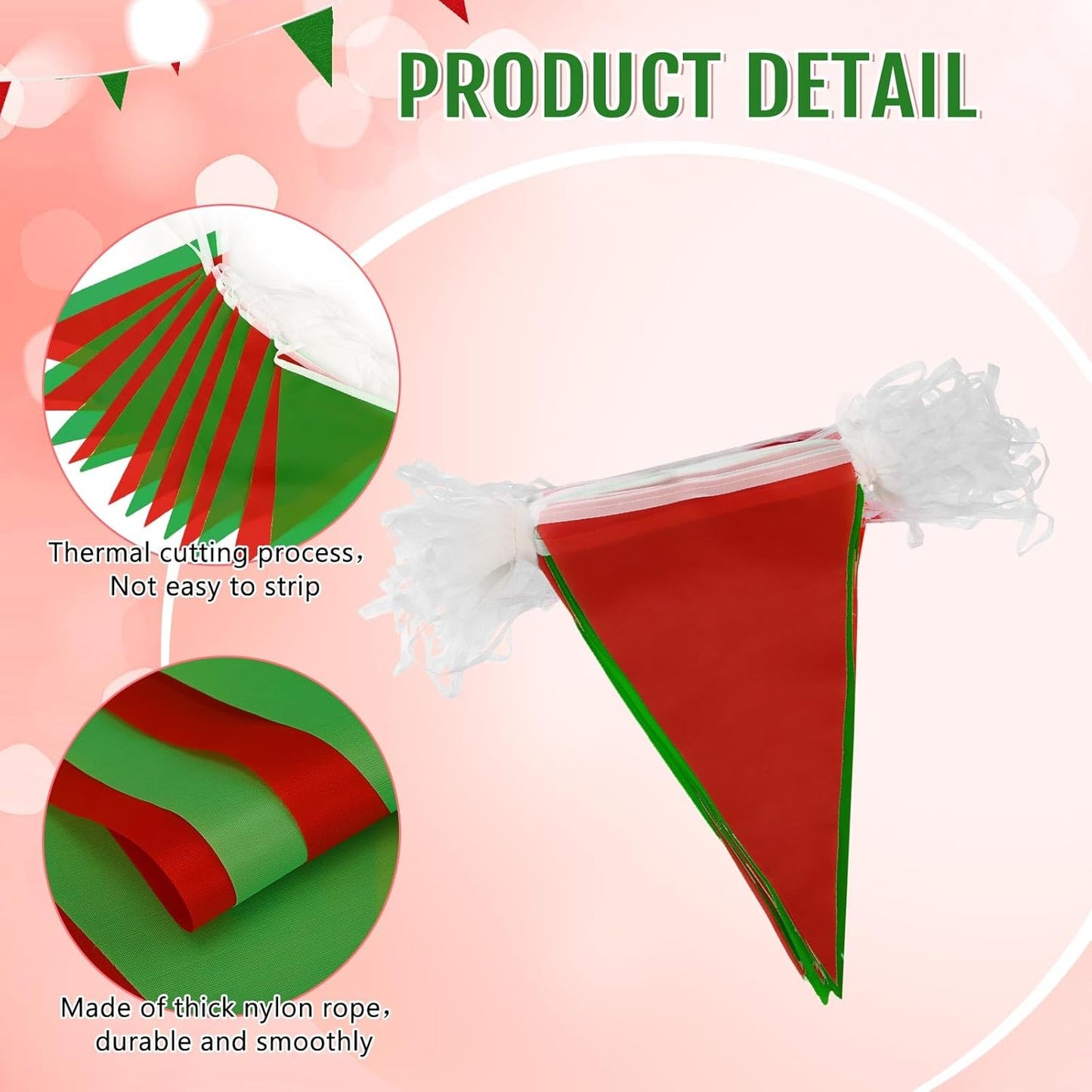 Hahafelt 100 Feet Pennant Banners Flags 75 Solid String Triangle Flags for Grand Opening, Carnival Theme Birthday Party Decoration Outdoor Events Classroom Decoration(Pink)