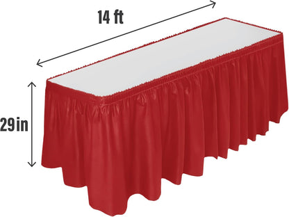 DecorRack 2 Pack Table Skirts, 29 in x 14 ft Each, Multi Pack -BPA Free- Plastic Tableskirt, Disposable, Reusable, Rectangular Tablecloth Skirt, White (2 Pack)