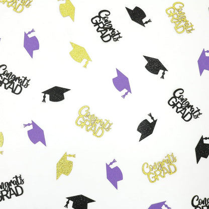 200PC Gold Graduation Confetti Class of 2026 Congrats Grad Confetti for Table Grad Cap Scatters for Graduation party decorations 2026