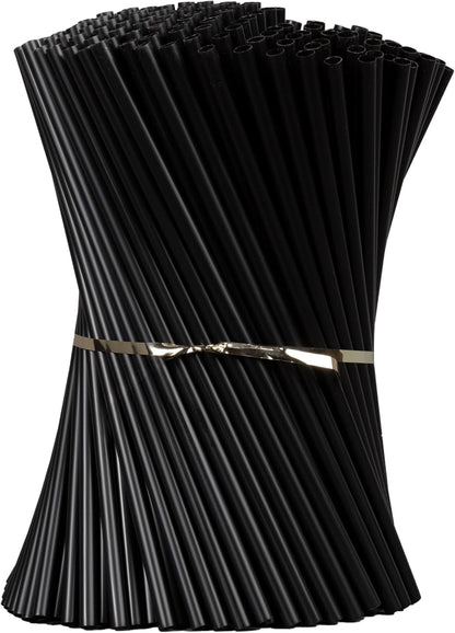 7.75" Plastic Straws (500 Count), Disposable Straws - Made For Standard 16oz Glass (Black)