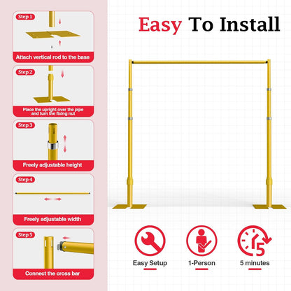 EMART 10x10ft Heavy Duty Backdrop Stand Kit, Adjustable Pipe and Drape Photo Booth Frame for Wedding, Party, Christmas, Birthday Decorations