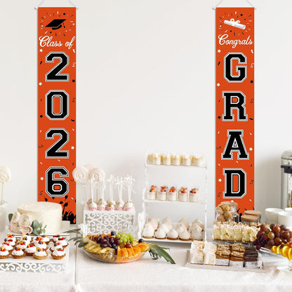 2026 Graduation Decorations, Graduation Banner Class of 2026, Hanging Congratulations/Congrats Grad Banner for Door and Porch, Party Decor - Black