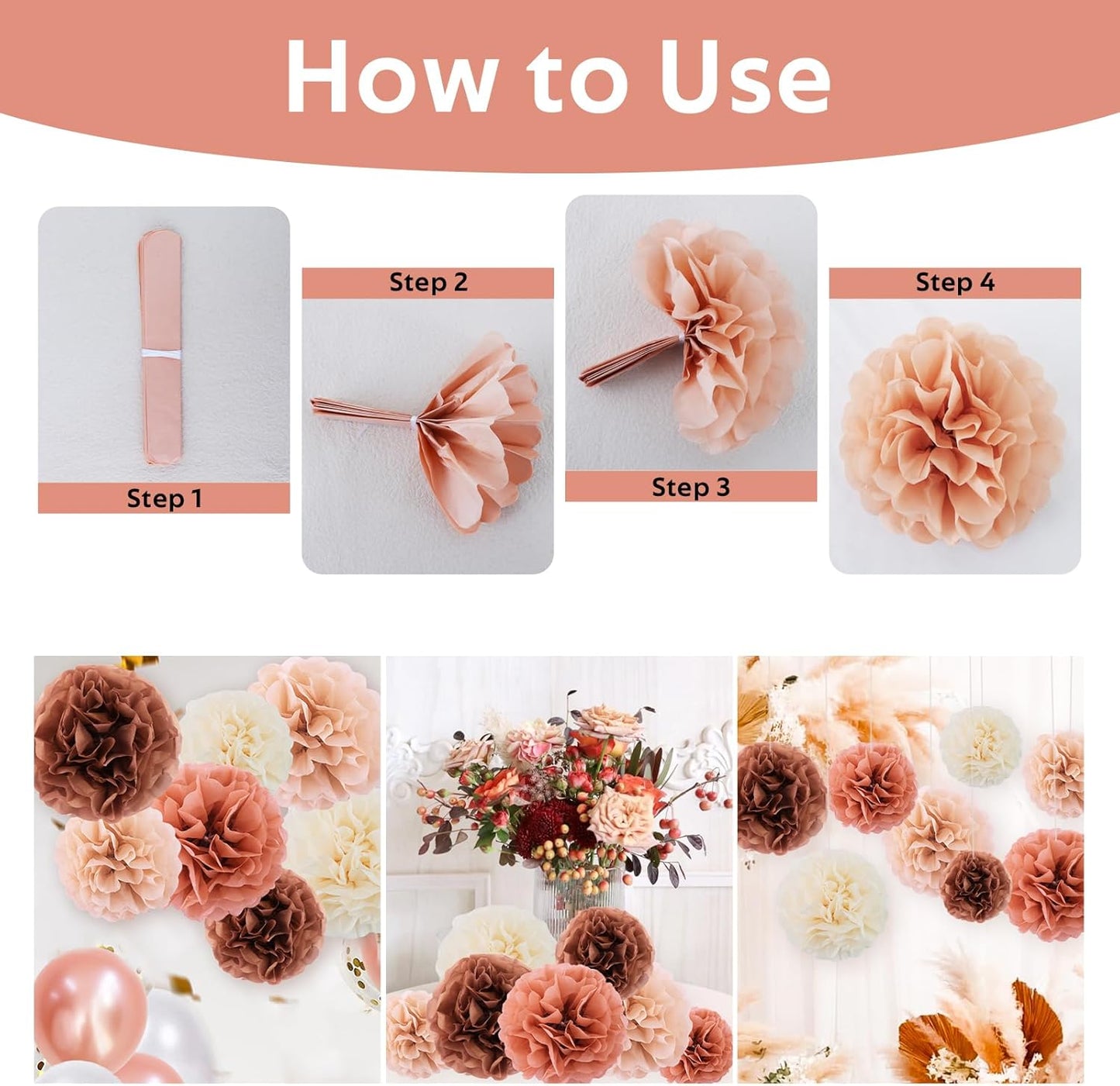 BEISHIDA Hot Pink Tissue Hanging Paper Flowers Ball Decorations Set for Mother's Day Birthday Valentine's Day Anniversary Bridal Baby Shower Wedding Backdrops Home Outdoor Party Supplies(13 Packs)