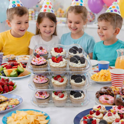 WIKDAY 6 Count Cupcake Containers with Lids, 30 Pack Stackable cupcake holders Clear Plastic Dessert Boxes for 180 Cupcakes, Muffins