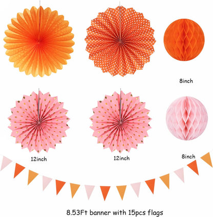 Champagne-Gold Beige Fall Baby-Shower Party-Decorations - 36pcs Welcome Home Banner Sign,Neutral Paper Lanterns,Girl Streamers Garland,Boho Hanging Tissue Pom Poms Flowers Fans Backdrop Decor Burgleda